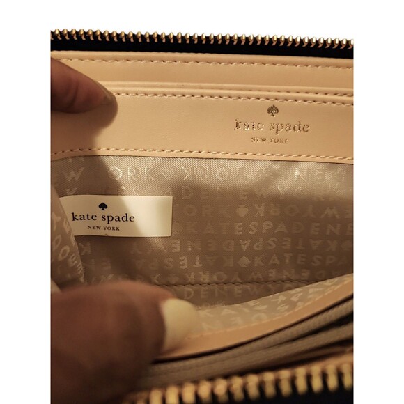 Kate Spade NY Faux Croc Black Leather Wallet Neda Designer Zip Around Long Coin - Picture 4 of 7